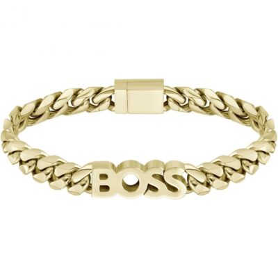 Boss Mens BOSS Kassy Light Yellow Gold IP Bracelet