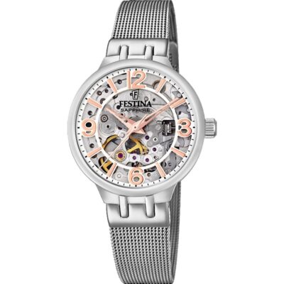 Festina Ladies Festina Skeleton Silver Watch F20579/1