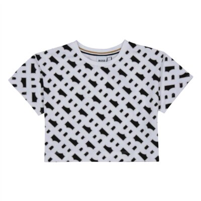 Boss All-Over Monogram Crop T-Shirt Junior Girls