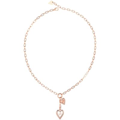 Guess Guess 16-18” Double Heart Paperlink Necklace