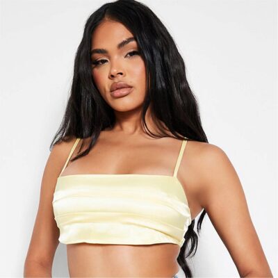 I Saw It First Satin Pleated Extreme Crop Top