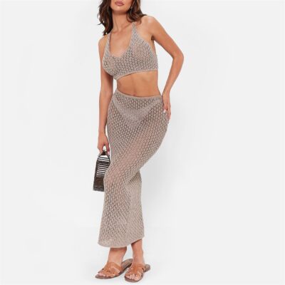 I Saw It First Lace Up Crochet Knit Maxi Skirt Co-Ord